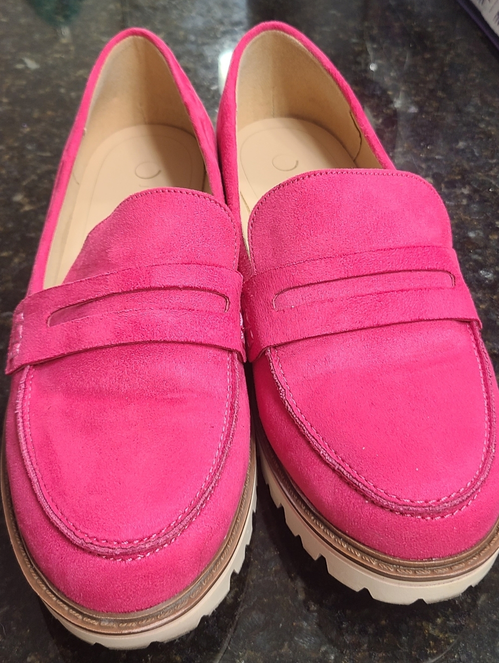 Journee Collection Hot Pink Suede Lug Sole Loafers, Size 9W (US) - Picture 2 of 8
